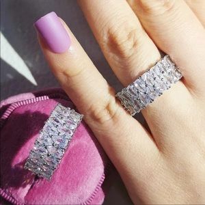 💯 NEW 925 STERLING SILVER ETERNITY DIAMOND RING